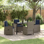 Conjunto de Comedor de Jardín con cojín 5 pcs Gris Poliratán