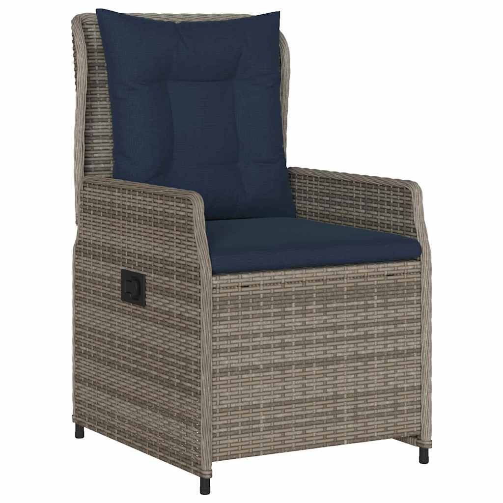 Conjunto de Comedor de Jardín con cojín 7 pcs Gris Poliratán