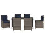 Conjunto de Comedor de Jardín con cojín 7 pcs Gris Poliratán