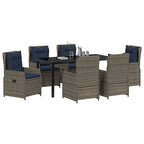 Conjunto de Comedor de Jardín con cojín 7 pcs Gris Poliratán