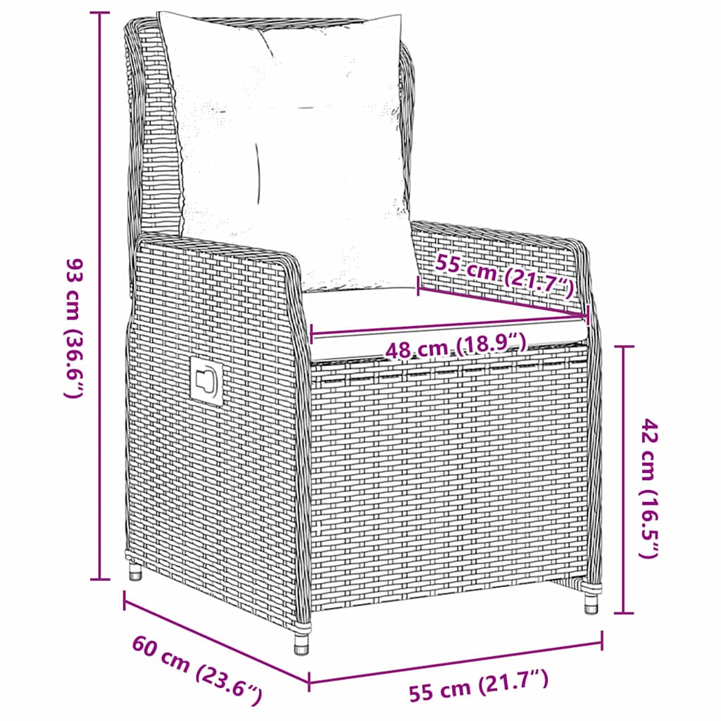 Conjunto de Comedor de Jardín con cojín 7 pcs Gris Poliratán