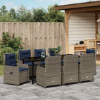 Conjunto de Comedor de Jardín con cojín 9 pcs Gris Poliratán