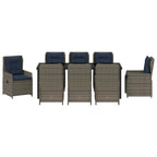 Conjunto de Comedor de Jardín con cojín 9 pcs Gris Poliratán