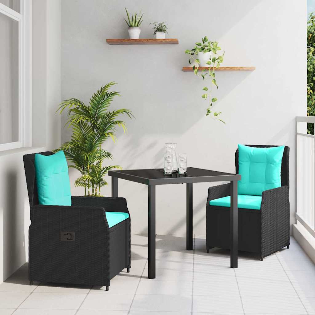 Conjunto de Comedor de Jardín con cojín 3 pcs Gris Poliratán