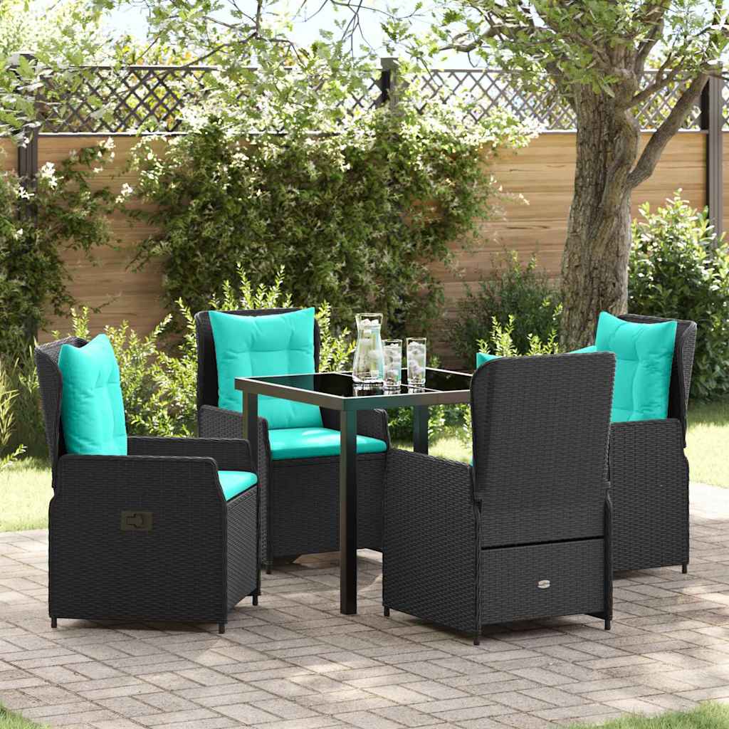 Conjunto de Comedor de Jardín con cojín 5 pcs Marrón Poliratán