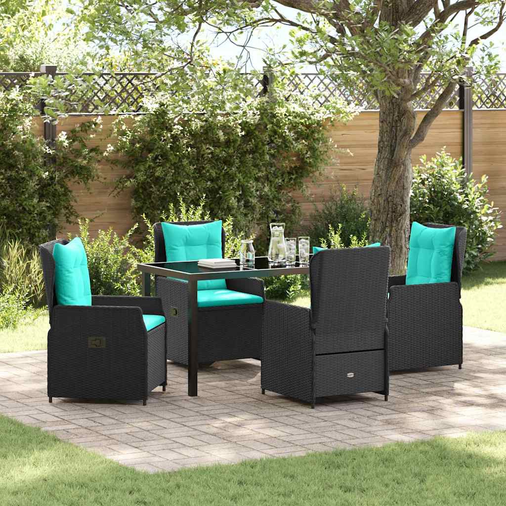 Conjunto de Comedor de Jardín con cojín 5 pcs Marrón Poliratán