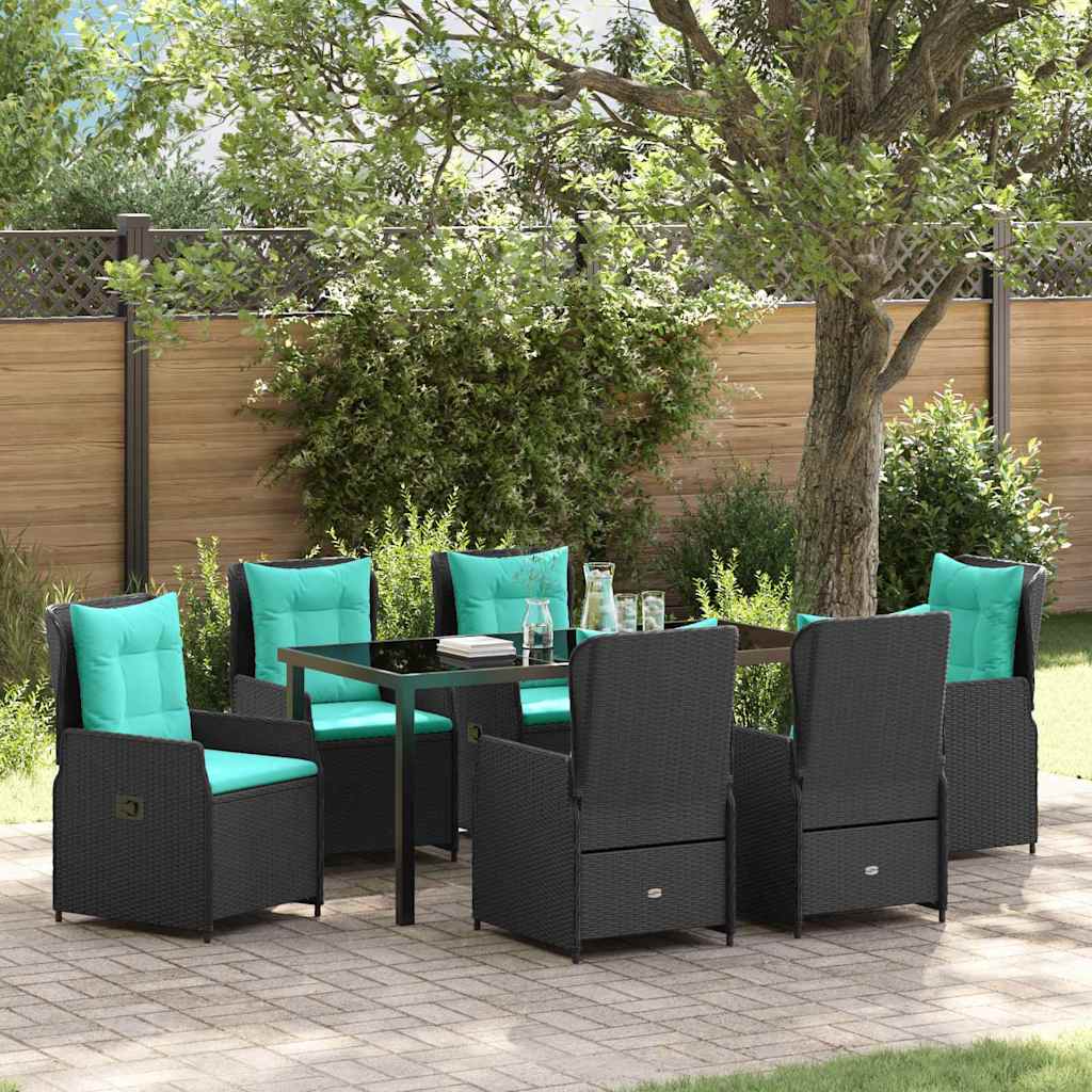 Conjunto de Comedor de Jardín con cojín 7 pcs Marrón Poliratán