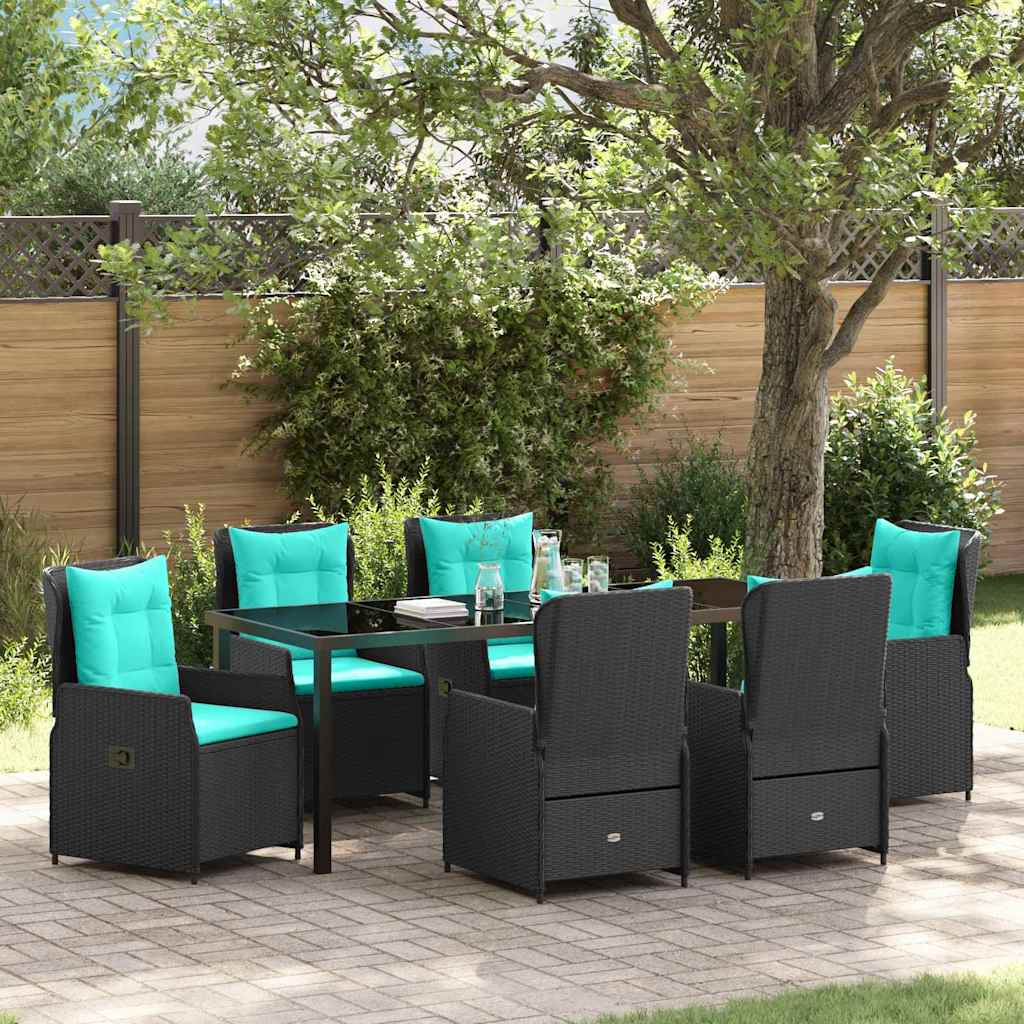Conjunto de Comedor de Jardín con cojín 7 pcs Marrón Poliratán