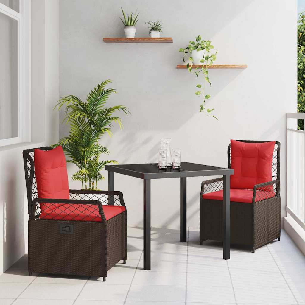Conjunto de Jantar de Jardim 3 peças Cinzento vime sintético