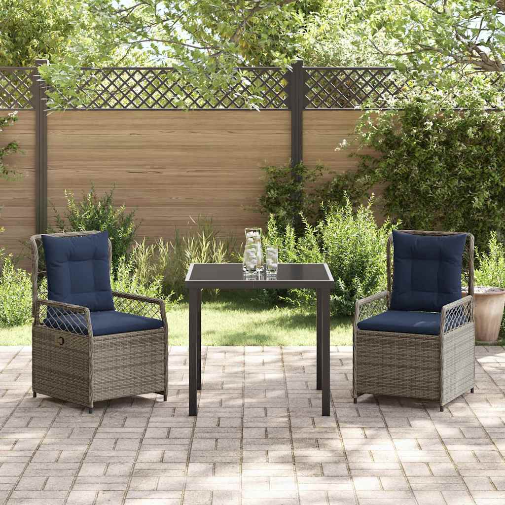 Conjunto de Comedor de Jardín 3 pcs Gris ratán sintético