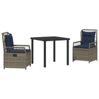 Conjunto de Comedor de Jardín 3 pcs Gris ratán sintético