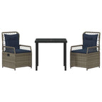 Conjunto de Comedor de Jardín 3 pcs Gris ratán sintético