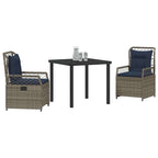 Conjunto de Comedor de Jardín 3 pcs Gris ratán sintético
