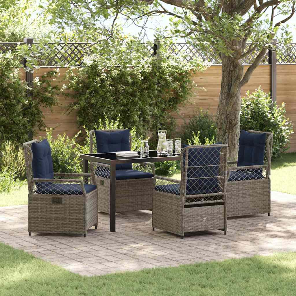 Conjunto de Jantar de Jardim 3 peças Cinzento vime sintético