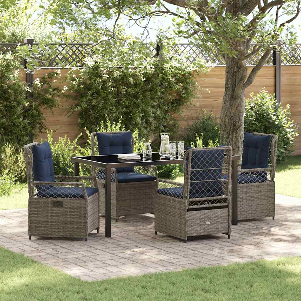 Conjunto de Jantar de Jardim 3 peças Cinzento vime sintético