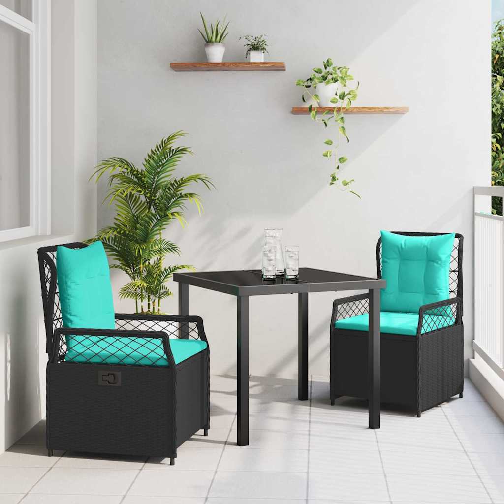 Conjunto de Jantar de Jardim 3 peças Cinzento vime sintético