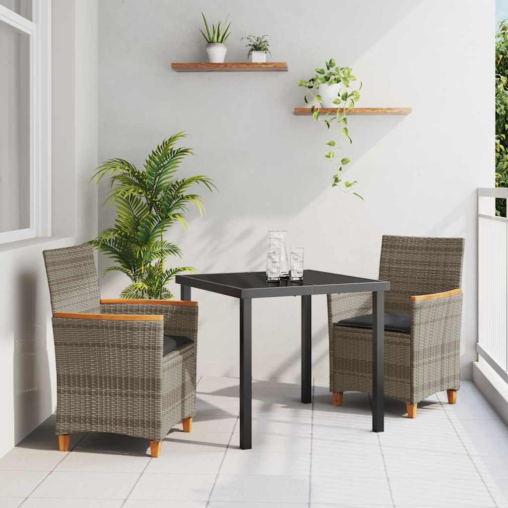 Conjunto de Comedor de Jardín 3 pcs Beige ratán sintético