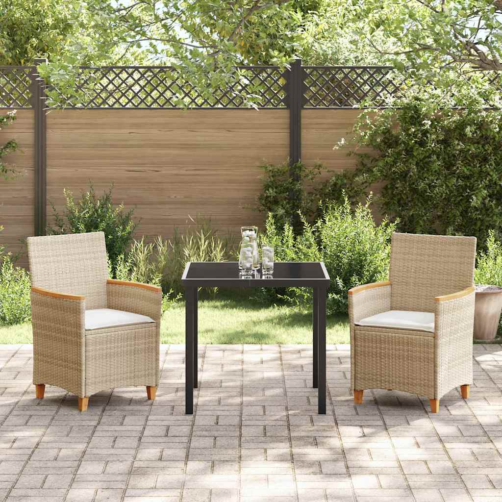 Conjunto de Comedor de Jardín 3 pcs Beige ratán sintético
