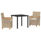 Conjunto de Comedor de Jardín 3 pcs Beige ratán sintético