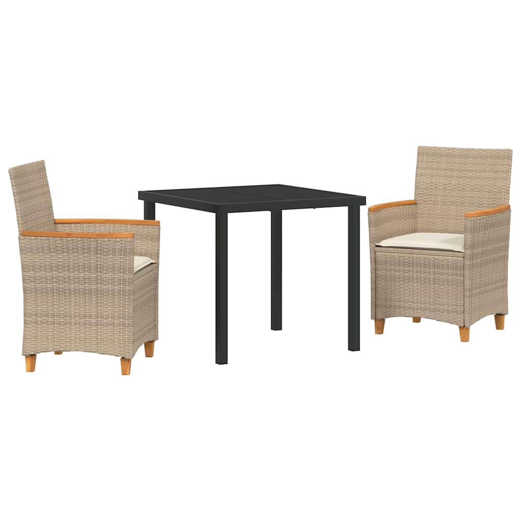 Conjunto de Comedor de Jardín 3 pcs Beige ratán sintético