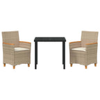 Conjunto de Comedor de Jardín 3 pcs Beige ratán sintético