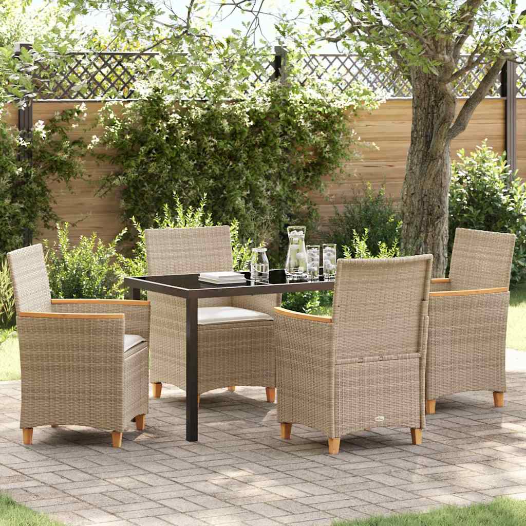 Conjunto de Comedor de Jardín 3 pcs Beige ratán sintético