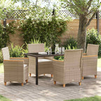 Conjunto de Comedor de Jardín 3 pcs Beige ratán sintético