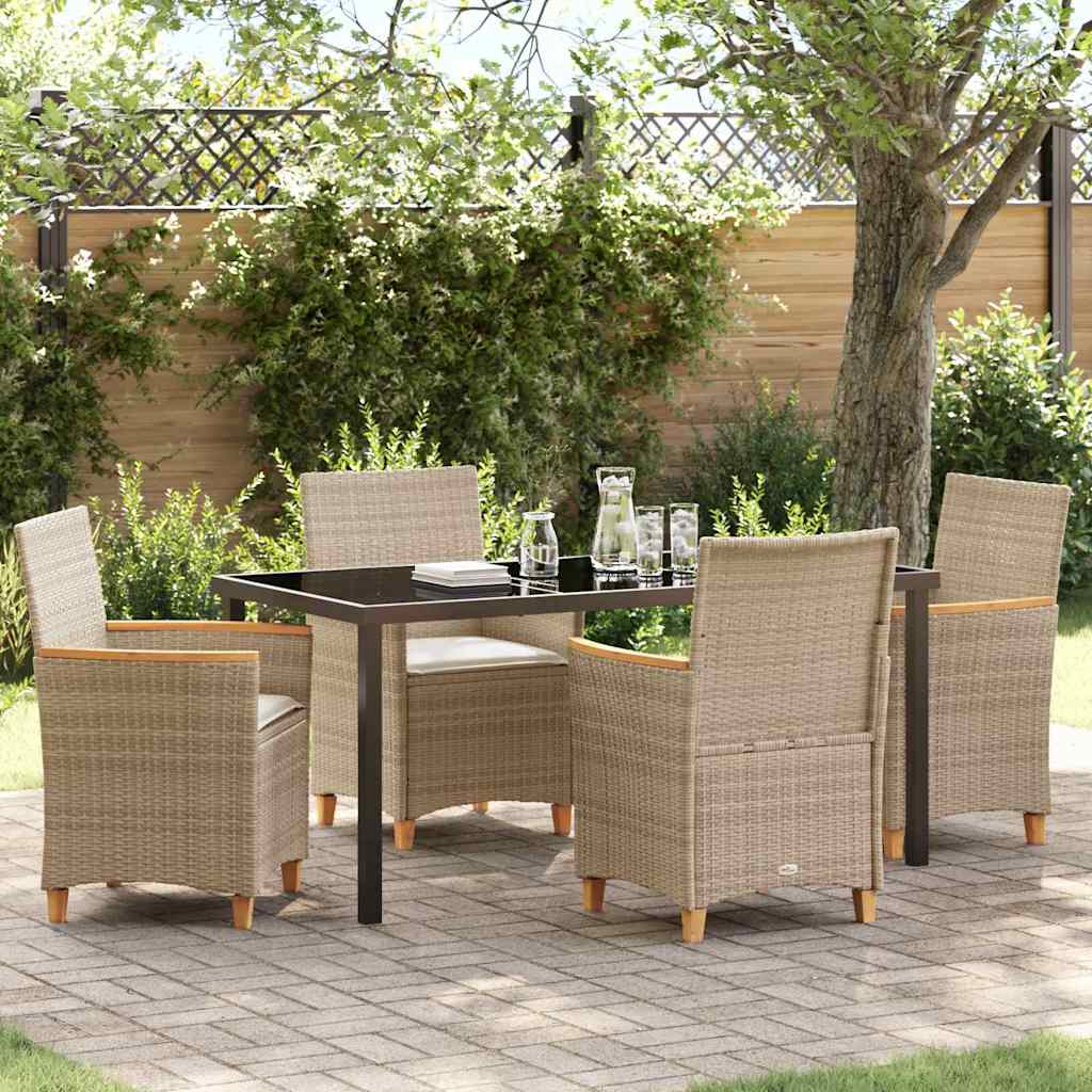 Conjunto de Comedor de Jardín 3 pcs Beige ratán sintético