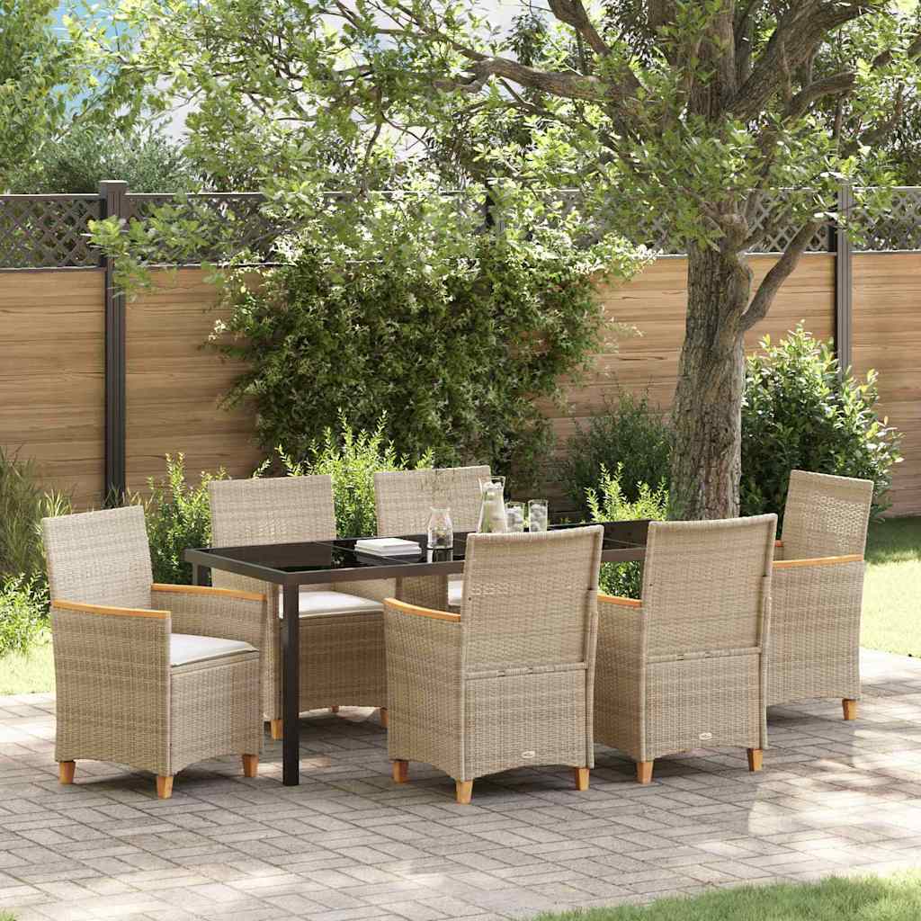 Conjunto de Comedor de Jardín 3 pcs Beige ratán sintético