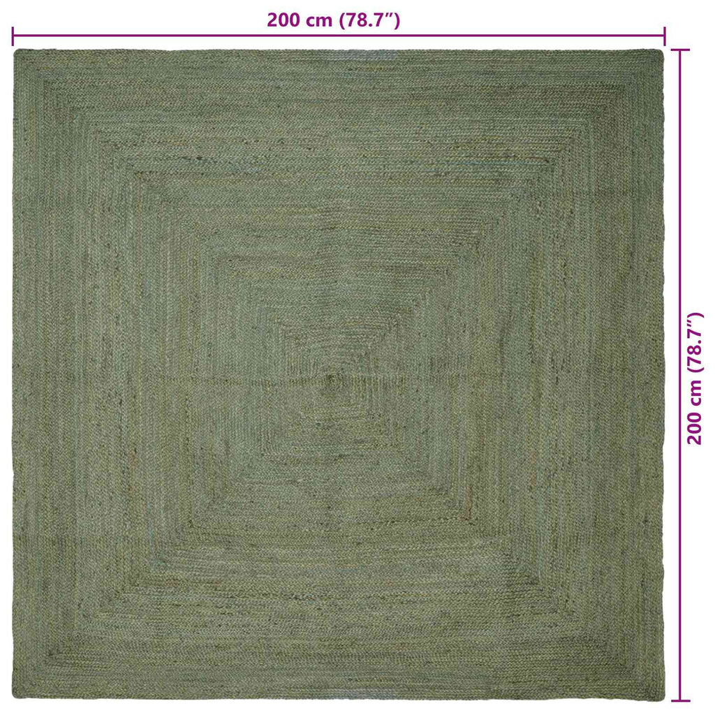 Alfombras de área Cuadrado Verde oliva 200 x 200 cm yute