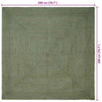 Alfombras de área Cuadrado Verde oliva 200 x 200 cm yute