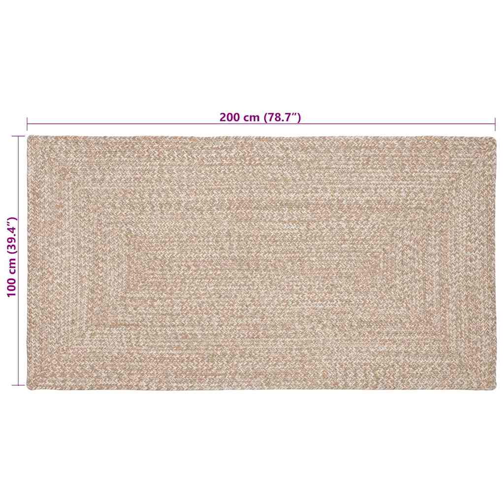 Alfombras de área Natural y Blanco 100 x 200 cm yute