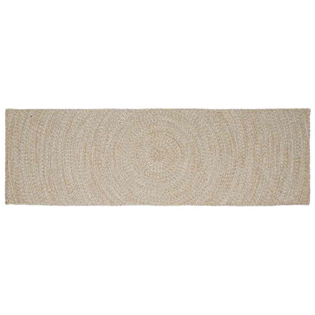 Alfombras de área Natural y Blanco 100 x 200 cm yute