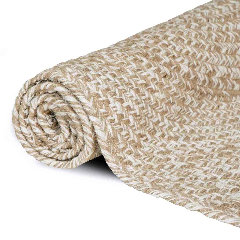 Alfombras de área Natural y Blanco 100 x 200 cm yute