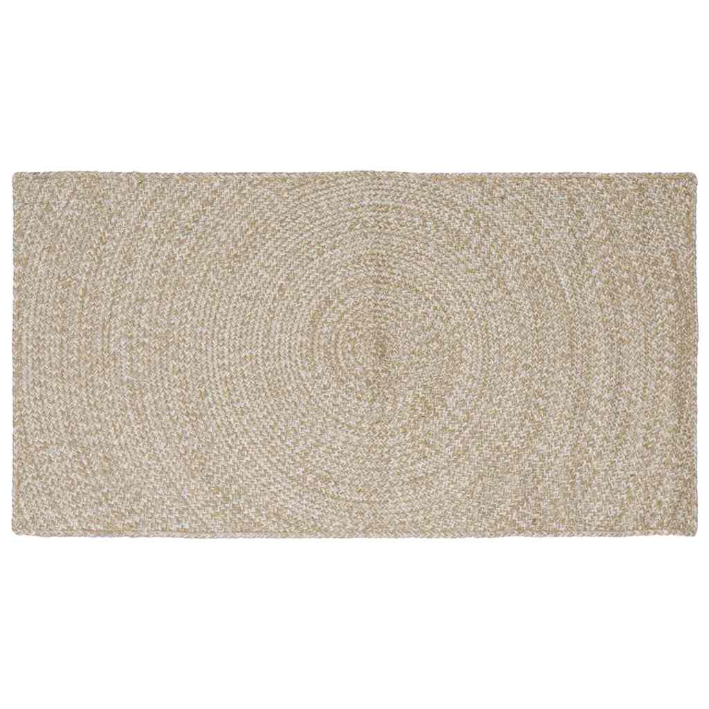 Alfombras de área Natural y Blanco 100 x 200 cm yute