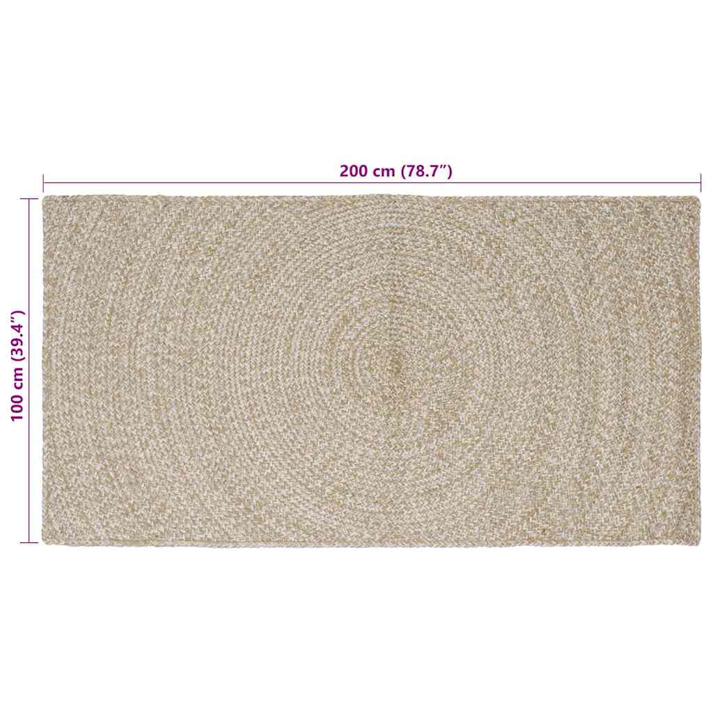 Alfombras de área Natural y Blanco 100 x 200 cm yute