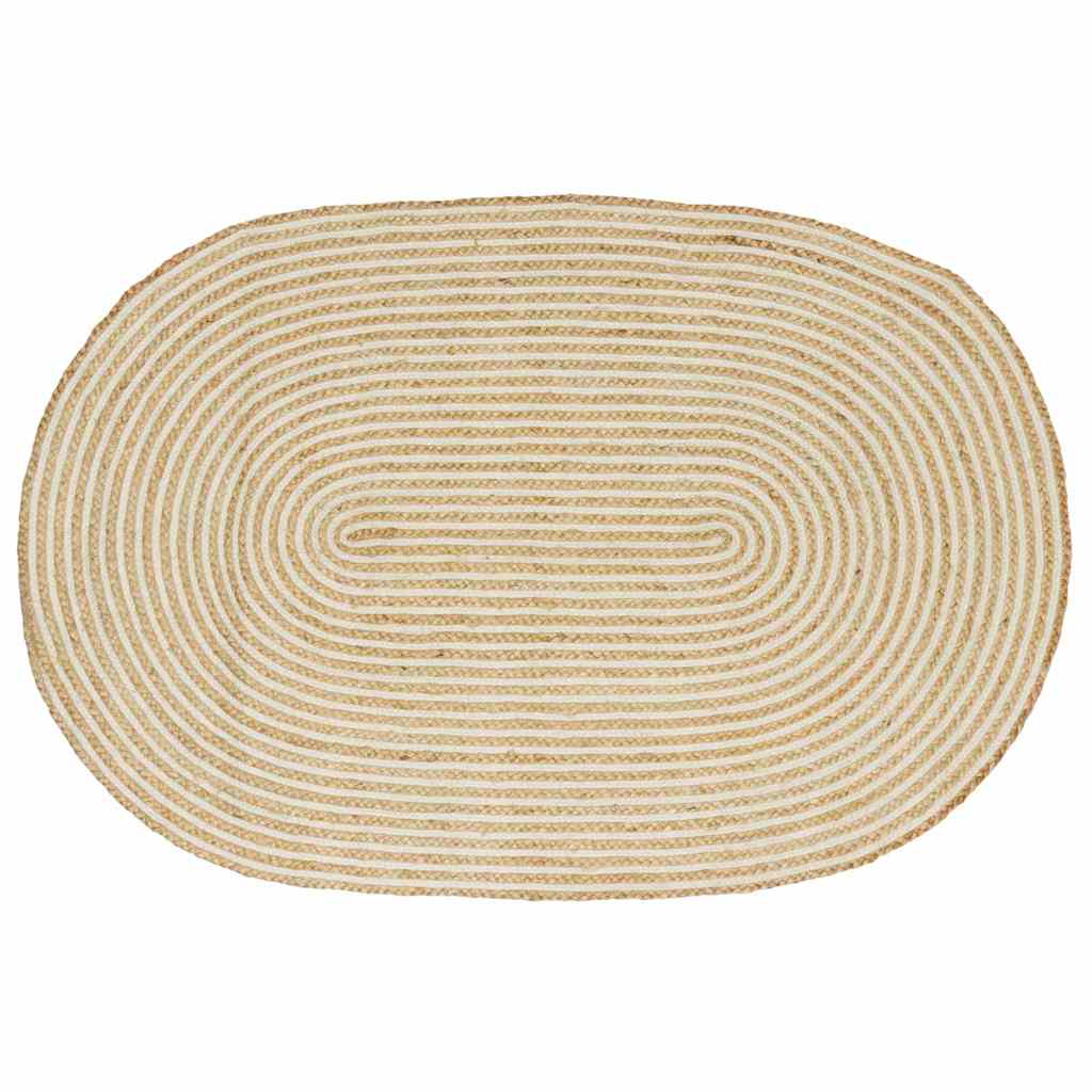 Alfombras de área Natural y Blanco 100 x 152 cm yute