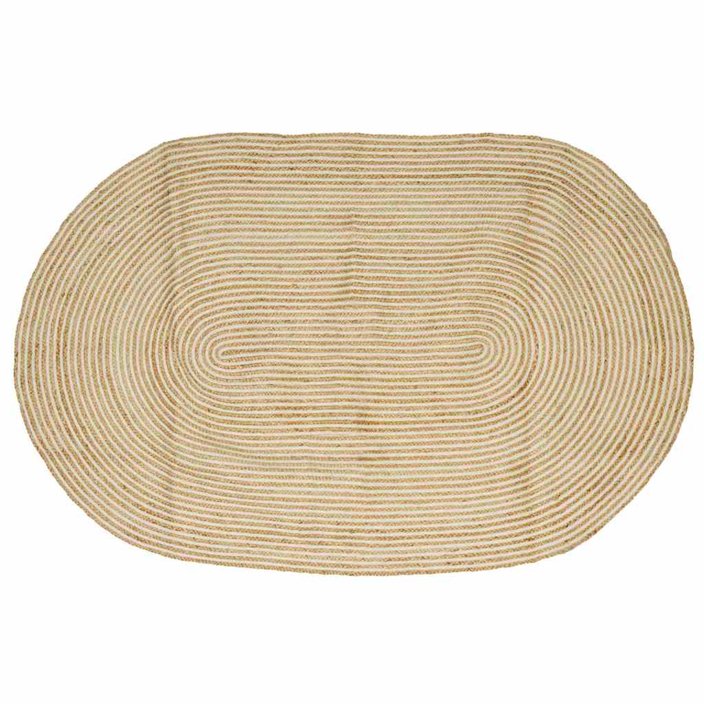 Alfombras de área Natural y Blanco 100 x 152 cm yute