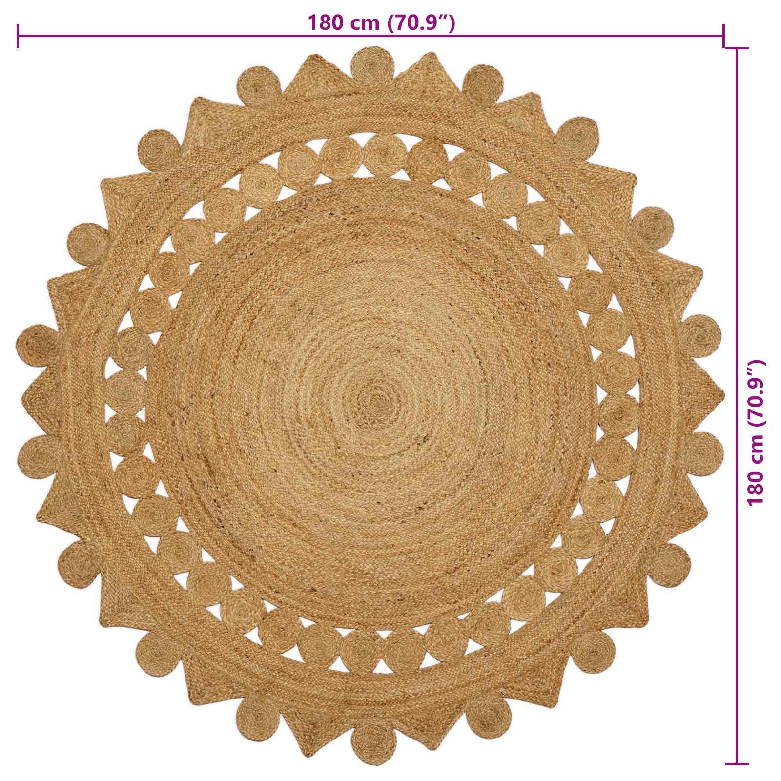 Alfombras de área Natural Ø 180 cm yute