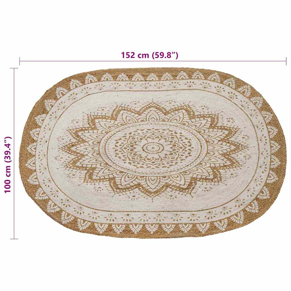Alfombras de área Natural con estampado blanco 100 x 152 cm