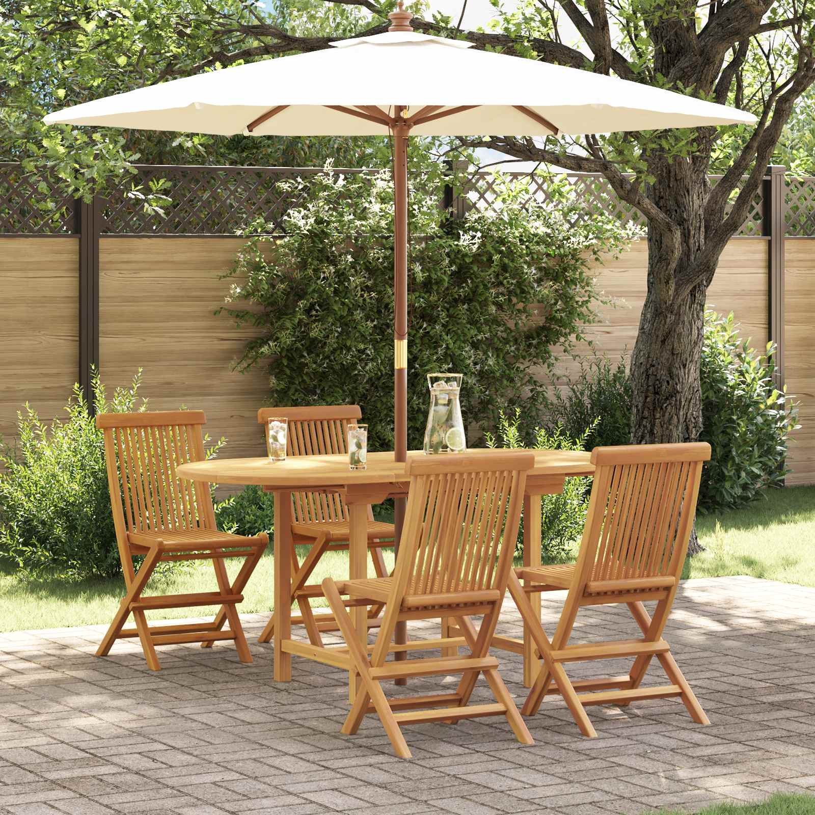 Conjunto de Comedor de Jardín 5 pcs Marrón