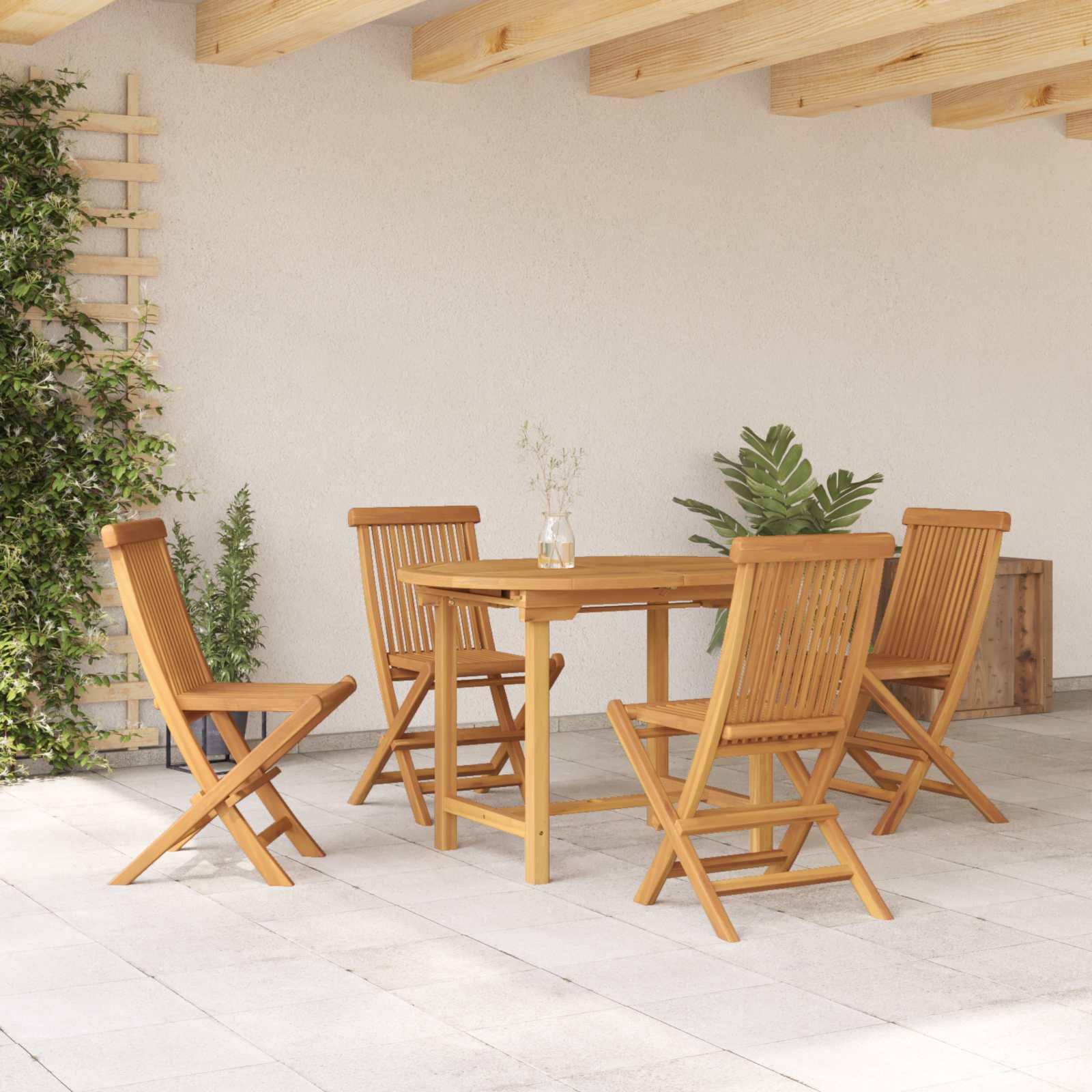 Conjunto de Comedor de Jardín 5 pcs Marrón