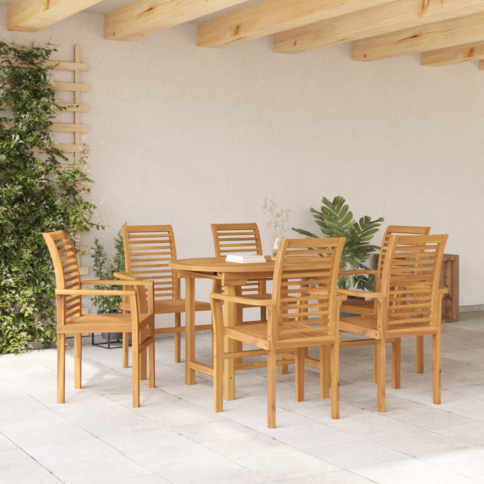 Conjunto de Comedor de Jardín 7 pcs Marrón
