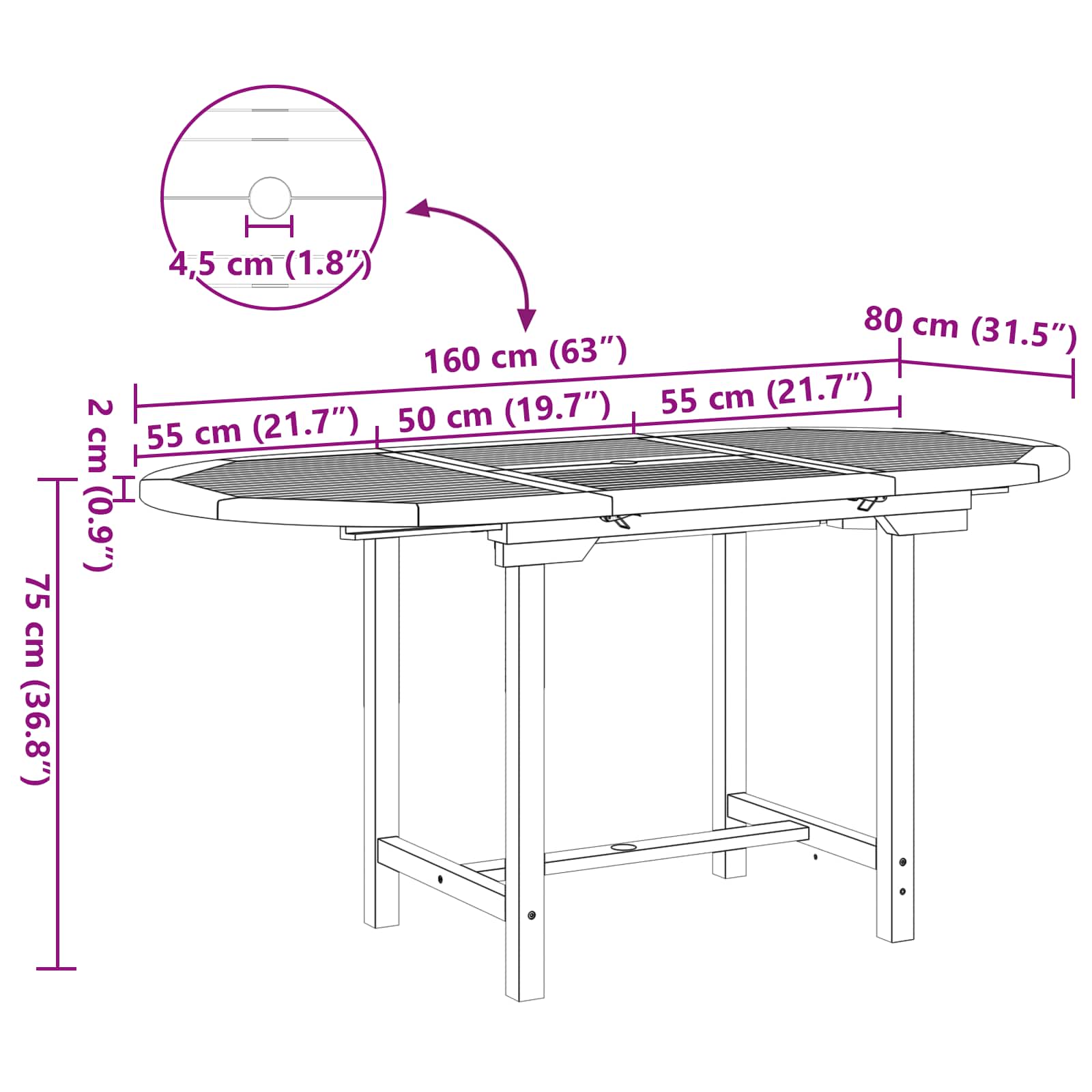 Conjunto de Comedor de Jardín 7 pcs Marrón