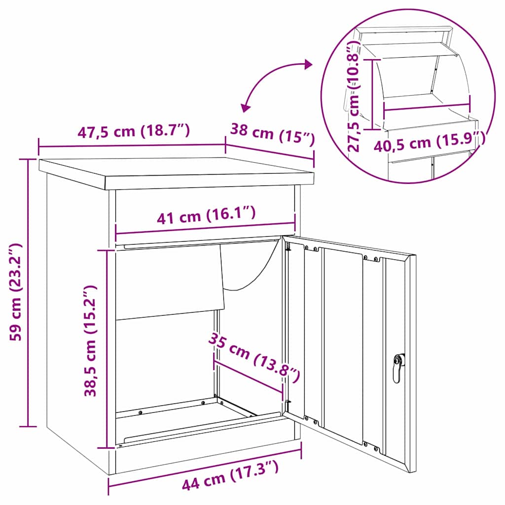 Parcel Delivery Box Anthracite 47.5 x 38 x 59 cm Steel