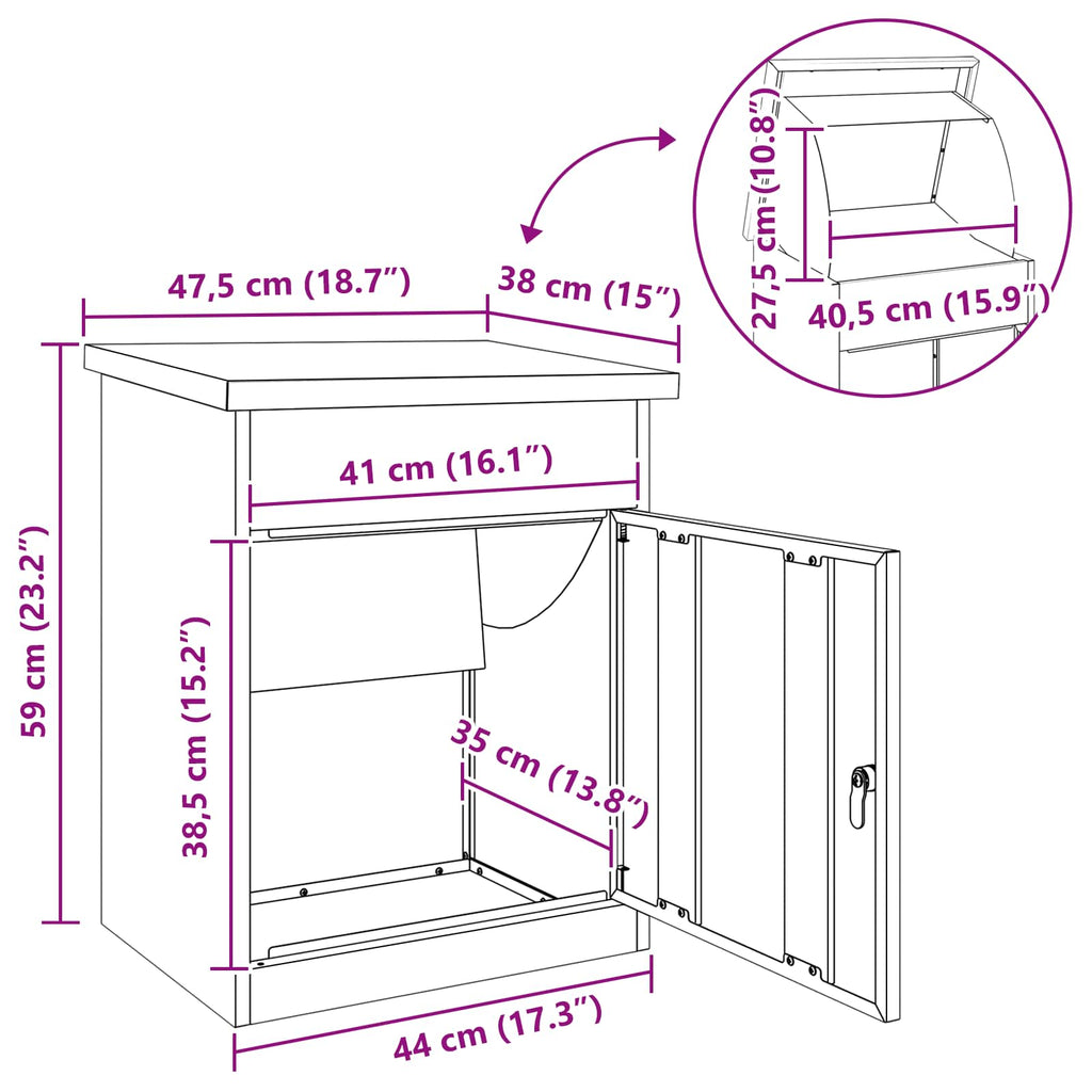 Parcel Delivery Box Anthracite 47.5 x 38 x 59 cm Steel