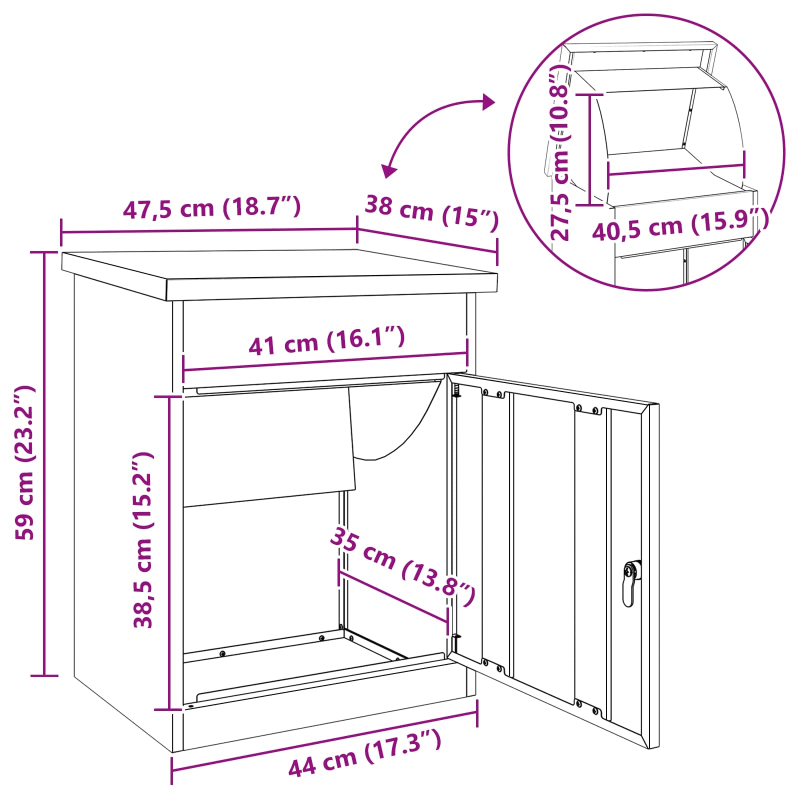 Parcel Delivery Box Anthracite 47.5 x 38 x 59 cm Steel
