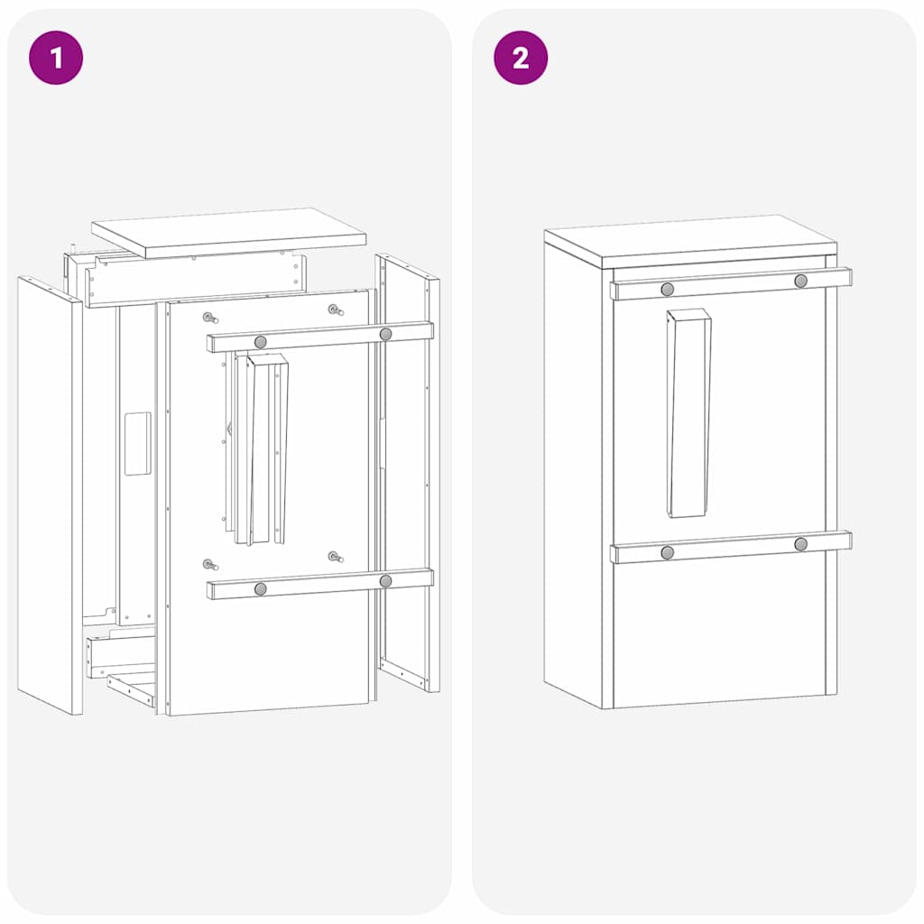 Buzón con almacenamiento con puerta 30 x 20 x 55 cm Acero