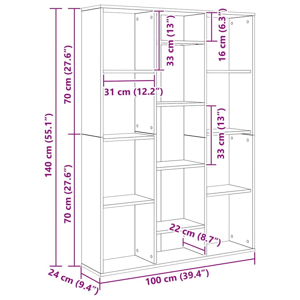 Separador de habitaciones Roble Negro 100 x 24 x 140 cm