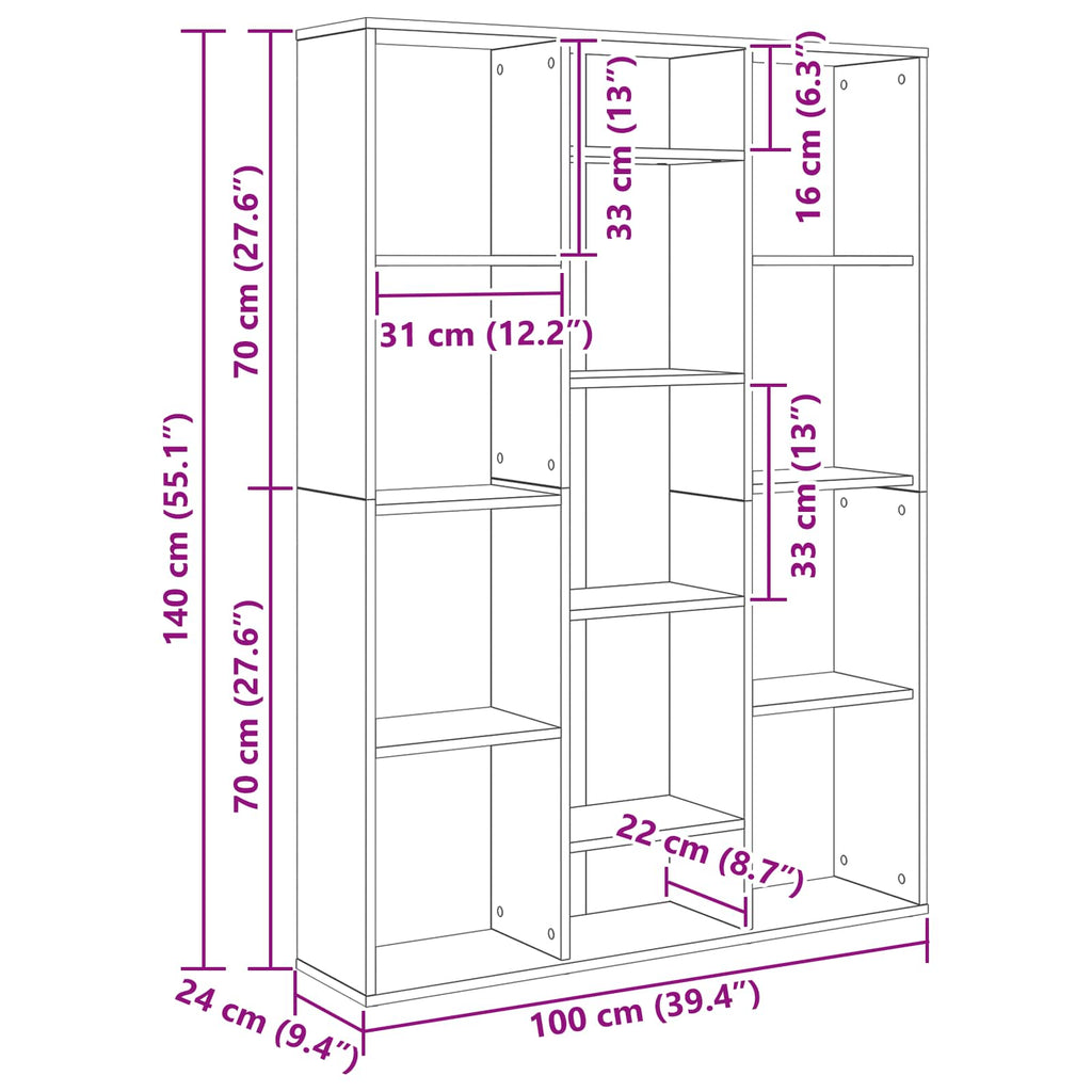 Separador de habitaciones Roble Negro 100 x 24 x 140 cm